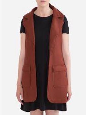Tailored Rust Sleeveless Long Vest by
